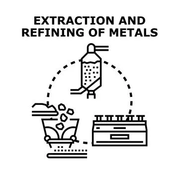 Extracting and refining metals industrial process 库存插图