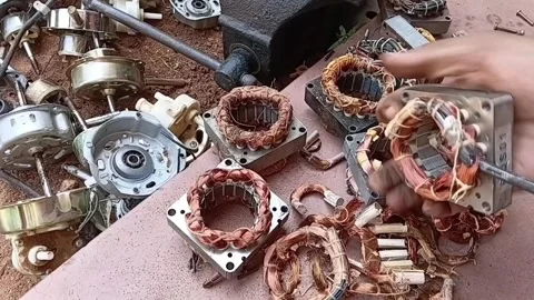 Extracting Copper Coils From Stator Core Metal Salvage Stock Footage 339305689