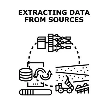 Extracting data from various sources concept イラスト素材