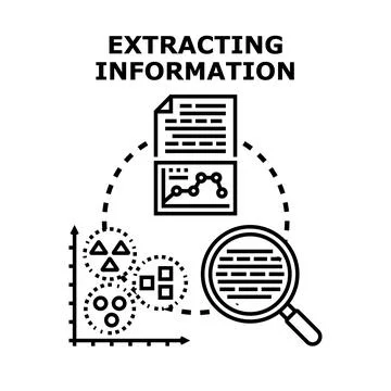 Extracting information concept for data analysis and research Stock Illustration
