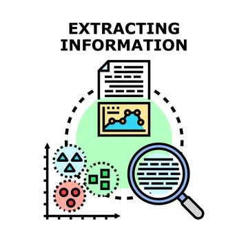 Extracting information concept for data analysis and research Stock Illustration