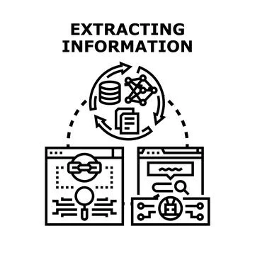 Extracting information process for data analytics Stock Illustration