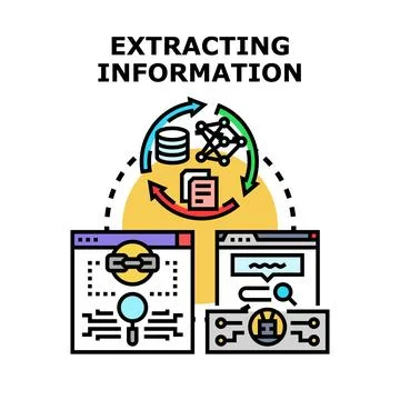 Extracting information process for data analytics Stock Illustration