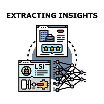 Extracting insights data analysis artificial intelligence concept Illustrazione stock