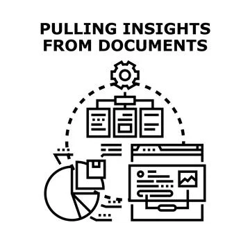 Extracting insights from digital documents and data analysis 库存插图
