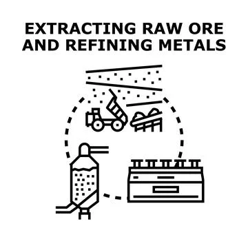 Extracting raw ore and refining metals industry process イラスト素材