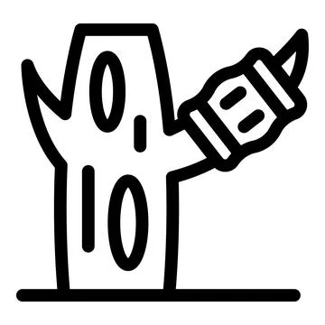 Extracting rubber from a tree using a knife and container Stock Illustration