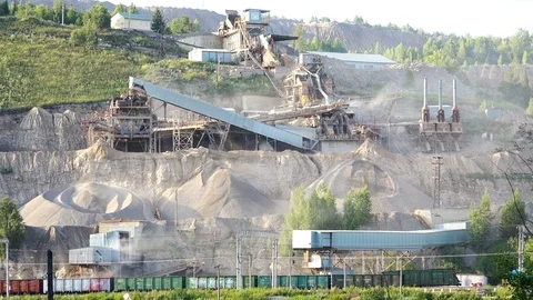 Extraction and processing of gravel and sand at the plant Stock Footage 84629078