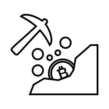 Extraction bitcoin line icon. vector illustration isolated on white. outline Illustrazione stock