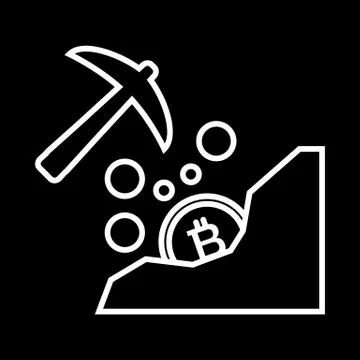 Extraction bitcoin line icon. vector illustration isolated on black. outline Illustrazione stock