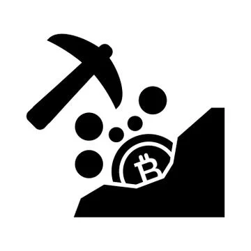 Extraction bitcoin solid icon. vector illustration isolated on white. glyph Stock Illustration