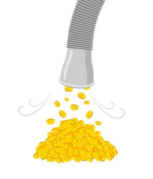 Extraction of bitcoins. tap is pouring Mining profit. Vector illustration Stock Illustration