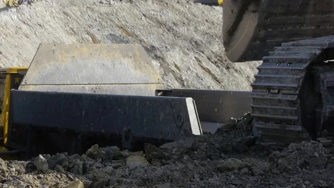 Extraction of coal in a quarry by an excavator Stock Footage 81263279