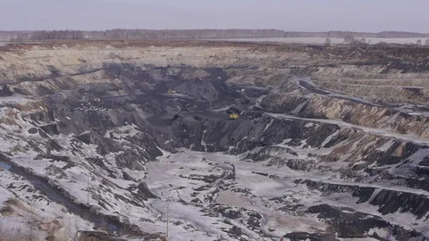 Extraction of coal in a quarry by an excavator Stock Footage 81263319