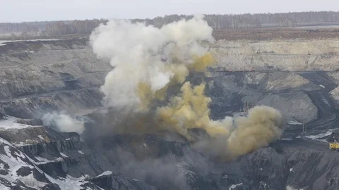 Extraction of coal in a quarry by an excavator Stock Footage 81263350