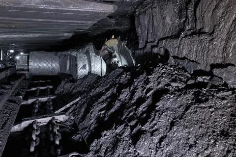 Extraction of coal by underground method. Stock Photos