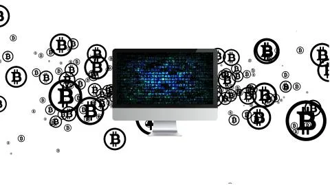 Extraction of cryptocurrency. Mining bitcoin. Mining of crypto currency 库存插图