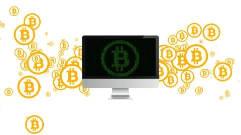 Extraction of cryptocurrency. Mining bitcoin. Mining of crypto currency Stockillustratie