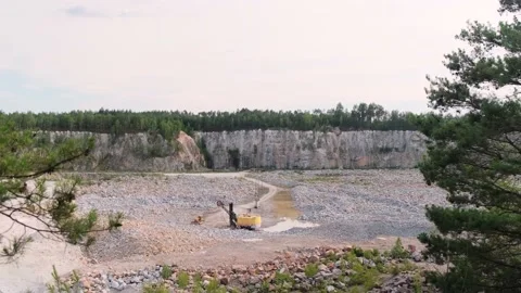 Extraction of granite. Panoramic view of the granite quarry. Huge deep quarry 스톡 동영상 134382696