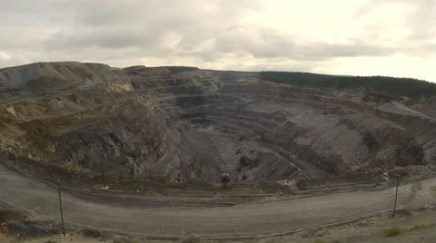 Extraction of iron ore in the open pit. Video stock 55772643