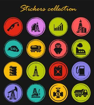 Extraction of oil icons set Stock Illustration