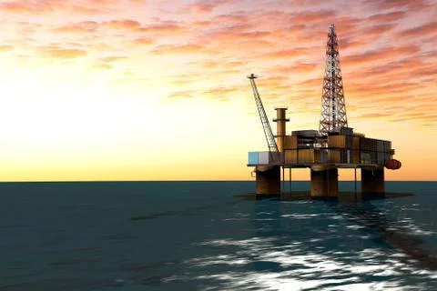Extraction of oil from oil platform Stock Illustration