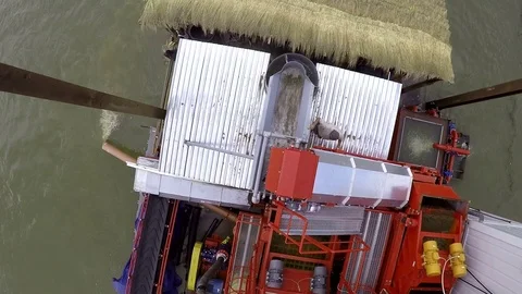 Extraction platform that moves on water. Aerial, vertical videos. Stock Footage 71152005
