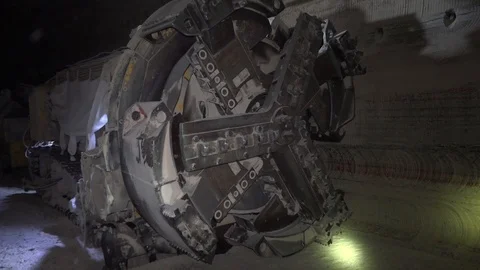 Extraction of potash salt mining harvester in work Stock Footage 86873853