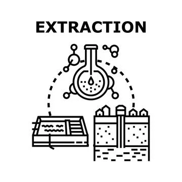 Extraction process concept different methods industry Illustrazione stock