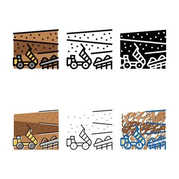 Extraction process mining color icon set vector Stock Illustration