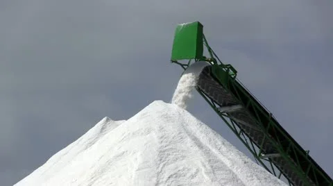 Extraction of salt, conveyor closeup Stock Footage 12082435