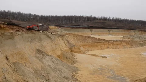 Extraction of sand in a sand quarry Stock Footage 166598021