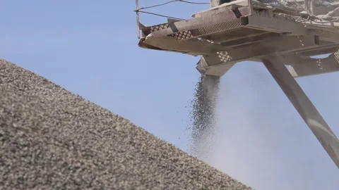 Extraction of stone in a quarry. Stone crusher with belt conveyor, heavy Stock Footage 278236811