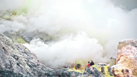 Extraction of sulfur crater Stock Footage 86748285