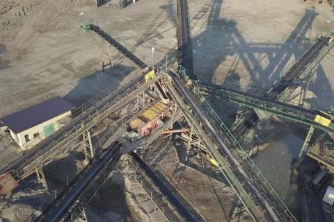Extraction, washing, sorting and distraction of river gravel. Mining industry Stock Photos