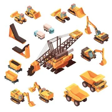 Extractive Equipment Isometric Set Stock Illustration