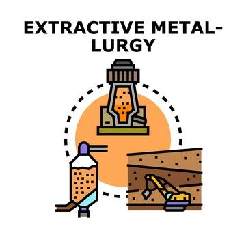 Extractive metallurgy process icon illustrating mining production Stock Illustration