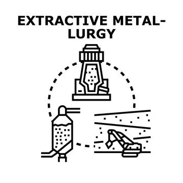 Extractive metallurgy process icon illustrating mining production Stock Illustration