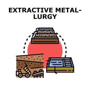 Extractive metallurgy process obtaining metal mineral resource Stock Illustration