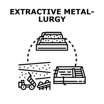 Extractive metallurgy process obtaining metal mineral resource Stock Illustration