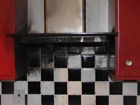 Extractor fan fire in Kitchen Foto stock