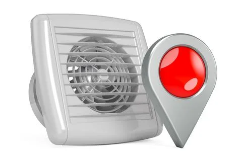 Extractor fan with map pointer, 3D rendering 스톡 일러스트