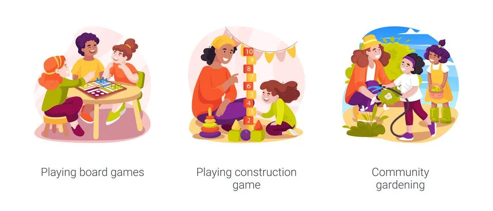 Extracurricular activity isolated cartoon vector illustration set Stock Illustration