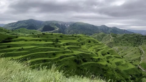 Extraordinary stepped mountains, undulating mountains Stock Footage 260003610