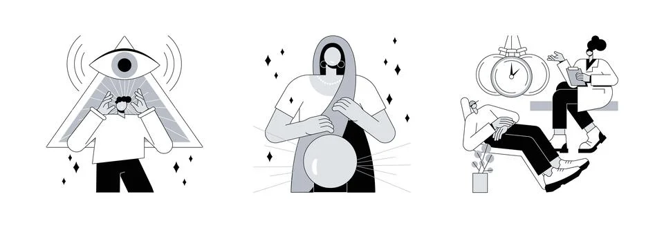 Extrasensory ability abstract concept vector illustrations. Stock Illustration