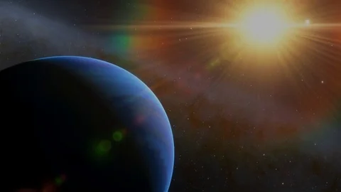 Extrasolar Kepler Planet Blue Striped Alien World Stock Footage 84952459