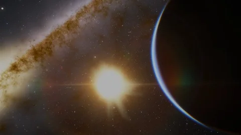 Extrasolar Kepler Planet Orbits Giant Star Stock Footage 84952972