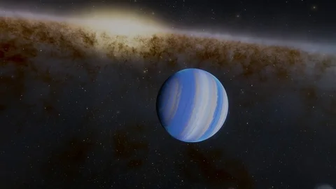 Extrasolar Kepler Planet Striped Blue White Planet Stock Footage 84953221