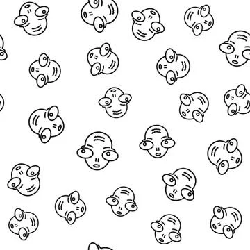 Extraterrestrial alien face or head symbol line art vector icon for apps and  库存插图