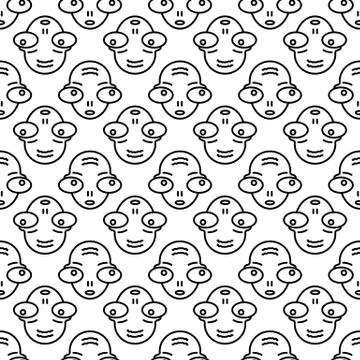 Extraterrestrial alien face or head symbol line art vector icon for apps and  库存插图